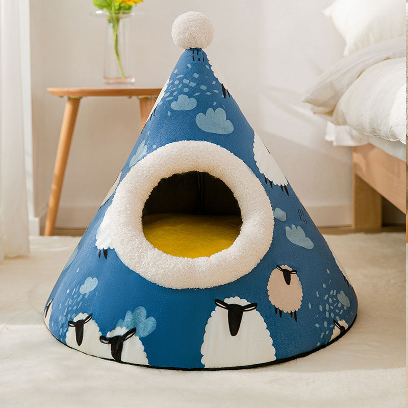 Cat Litter Furniture – Cozy Triangle Yurt House for Cats - Bitora