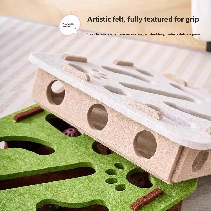 Cat Playing with Interactive Treat Toy Puzzle