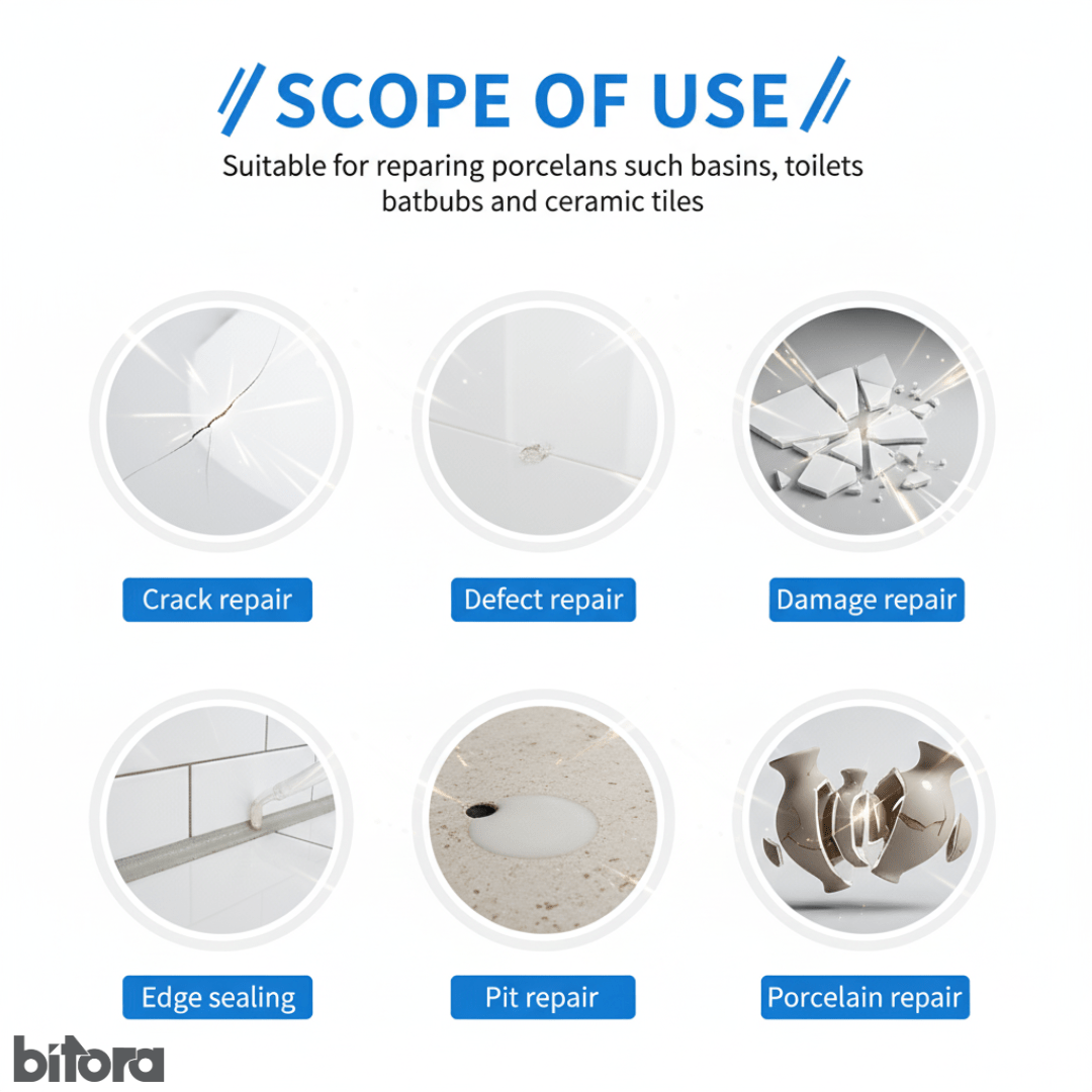 Ceramic Repair Compound – Tile, Tub & Floor Fix - Bitora