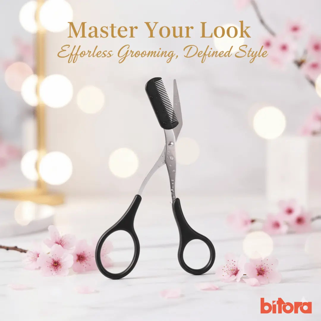 Eyebrow Scissors with Comb – Stainless Steel - Bitora