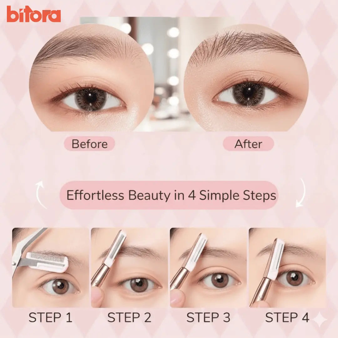 Eyebrow Scissors with Comb – Stainless Steel - Bitora