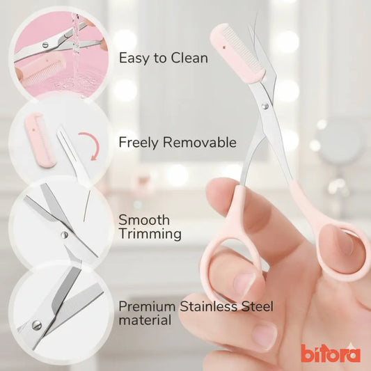 Eyebrow Scissors with Comb – Stainless Steel - Bitora
