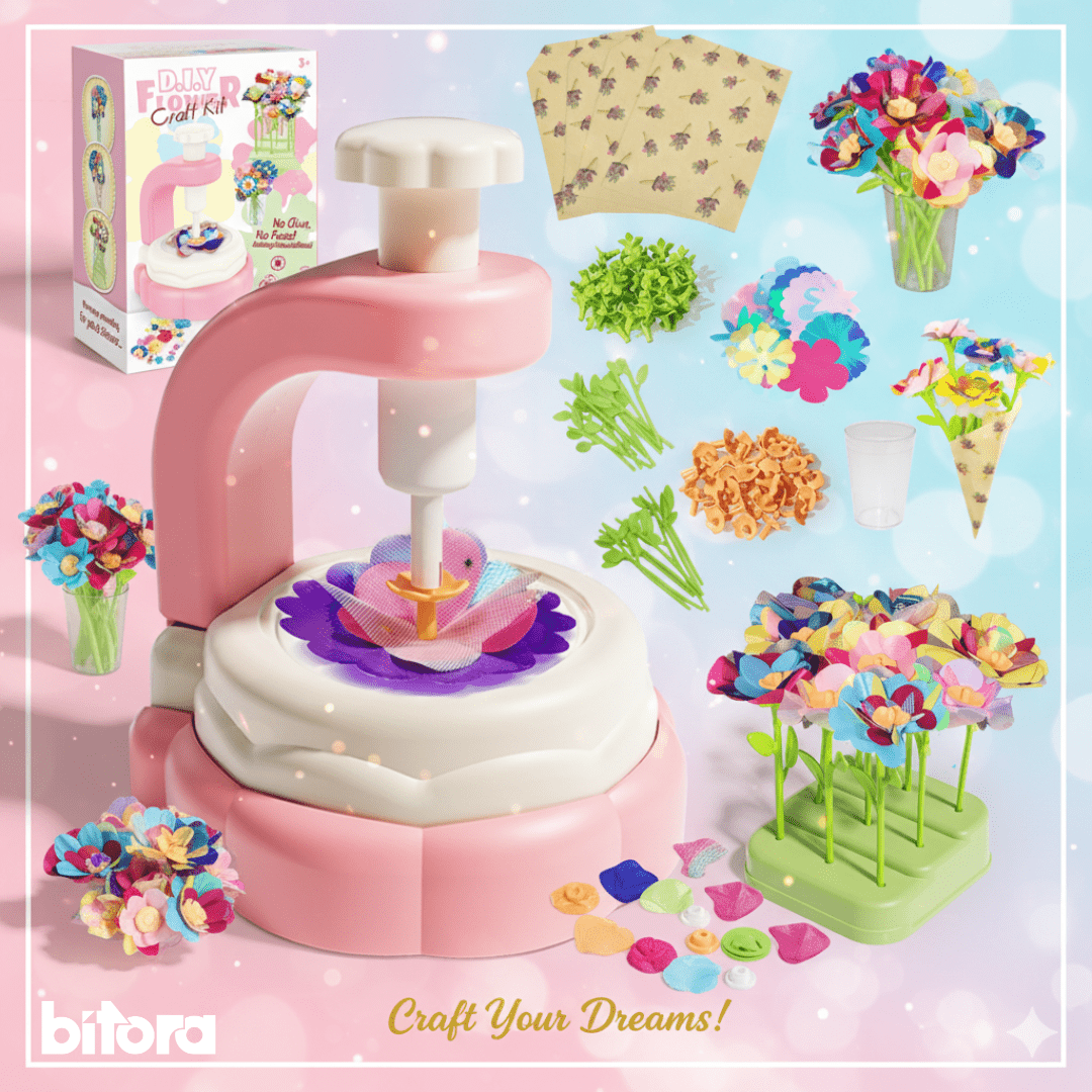 Fabric Flower Bouquets Toys, DIY Craft Kits Toys for Kids - Bitora