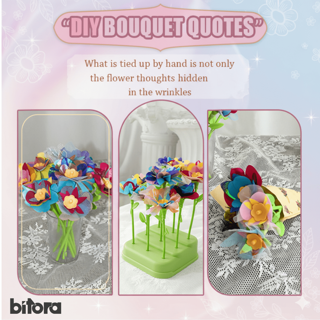 Fabric Flower Bouquets Toys, DIY Craft Kits Toys for Kids - Bitora