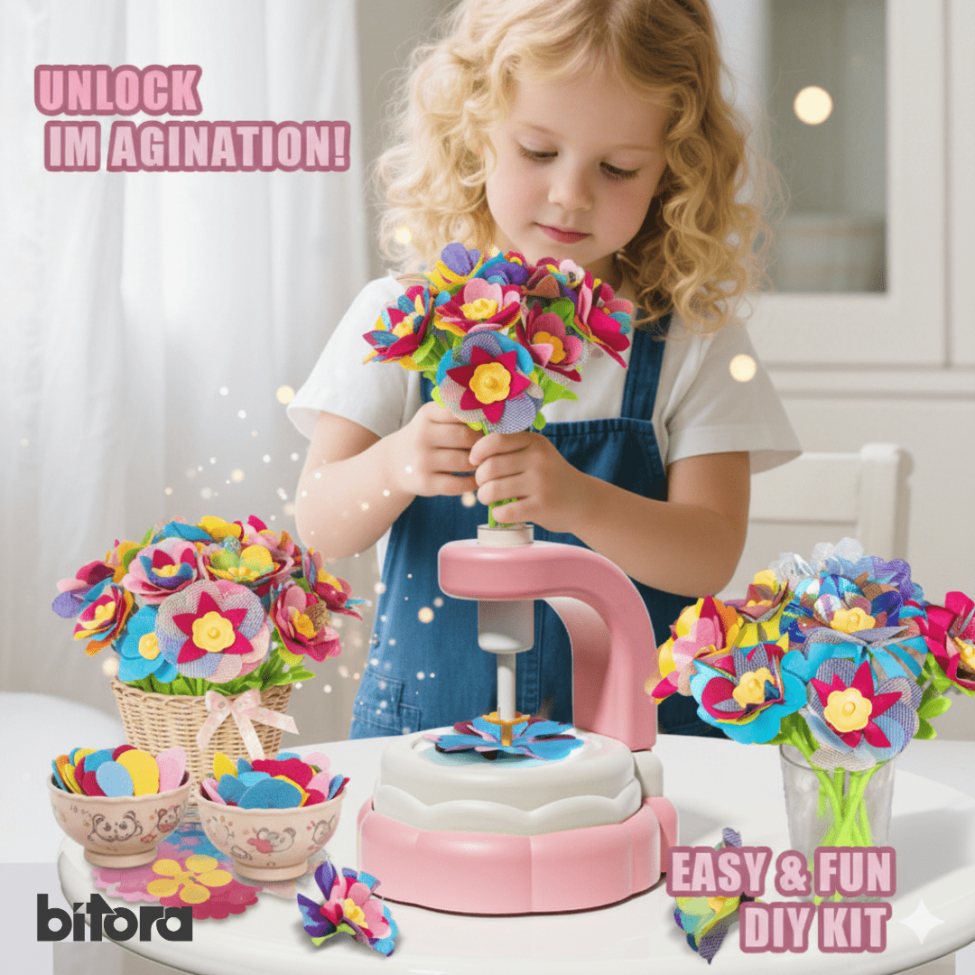 Fabric Flower Bouquets Toys, DIY Craft Kits Toys for Kids - Bitora