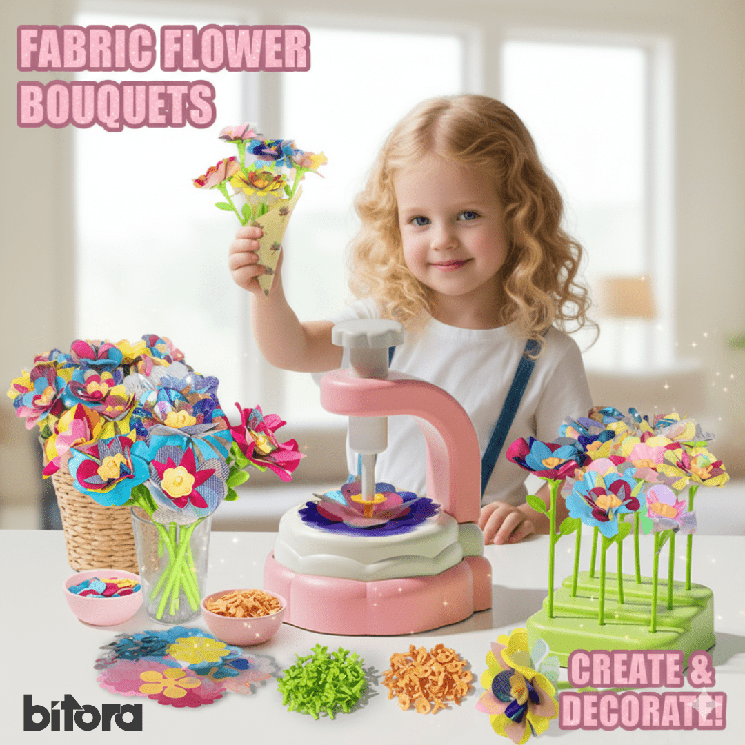 Fabric Flower Bouquets Toys, DIY Craft Kits Toys for Kids - Bitora