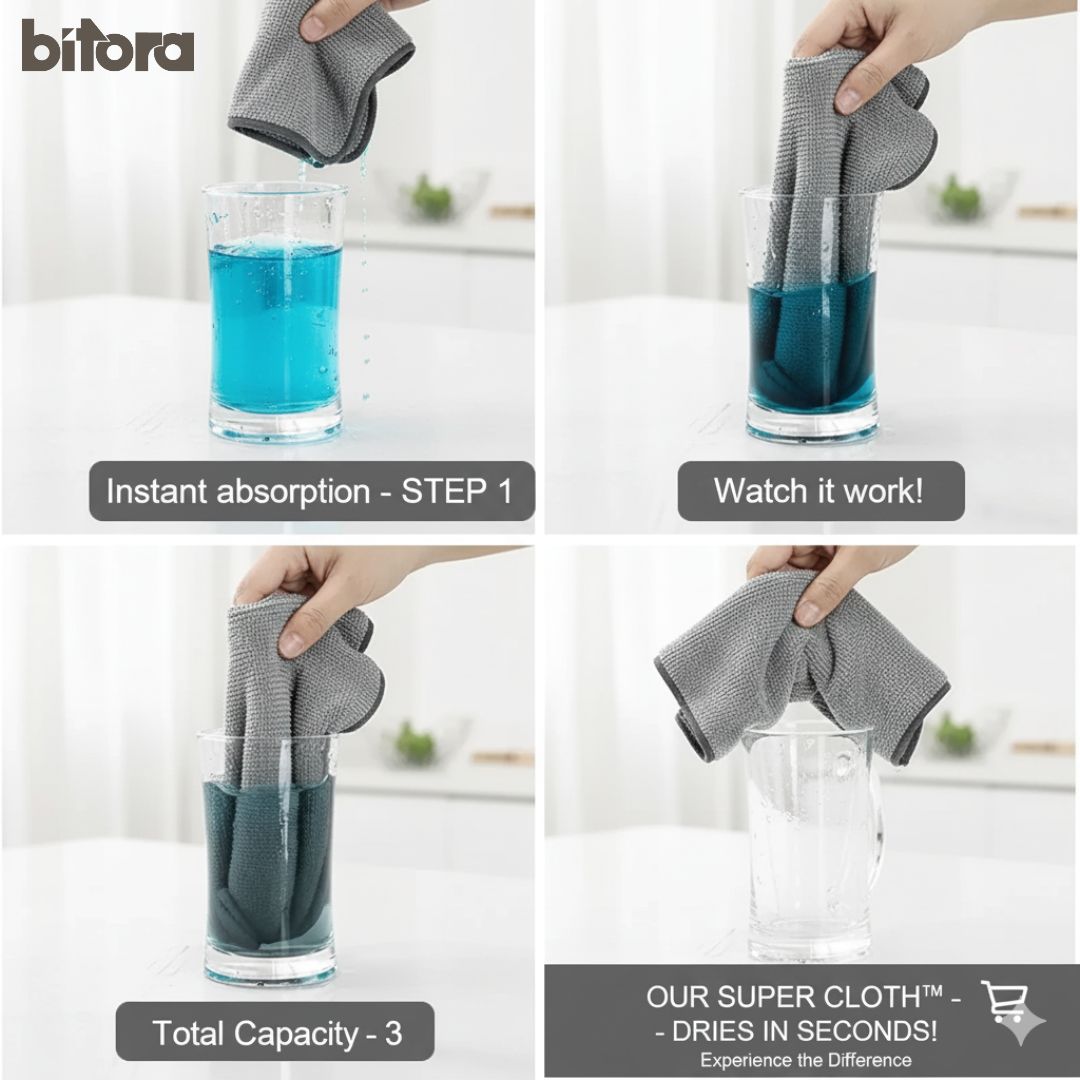 Multi - Purpose Microfiber Cloths for Crystal Clear Clean - 10pcs - Bitora