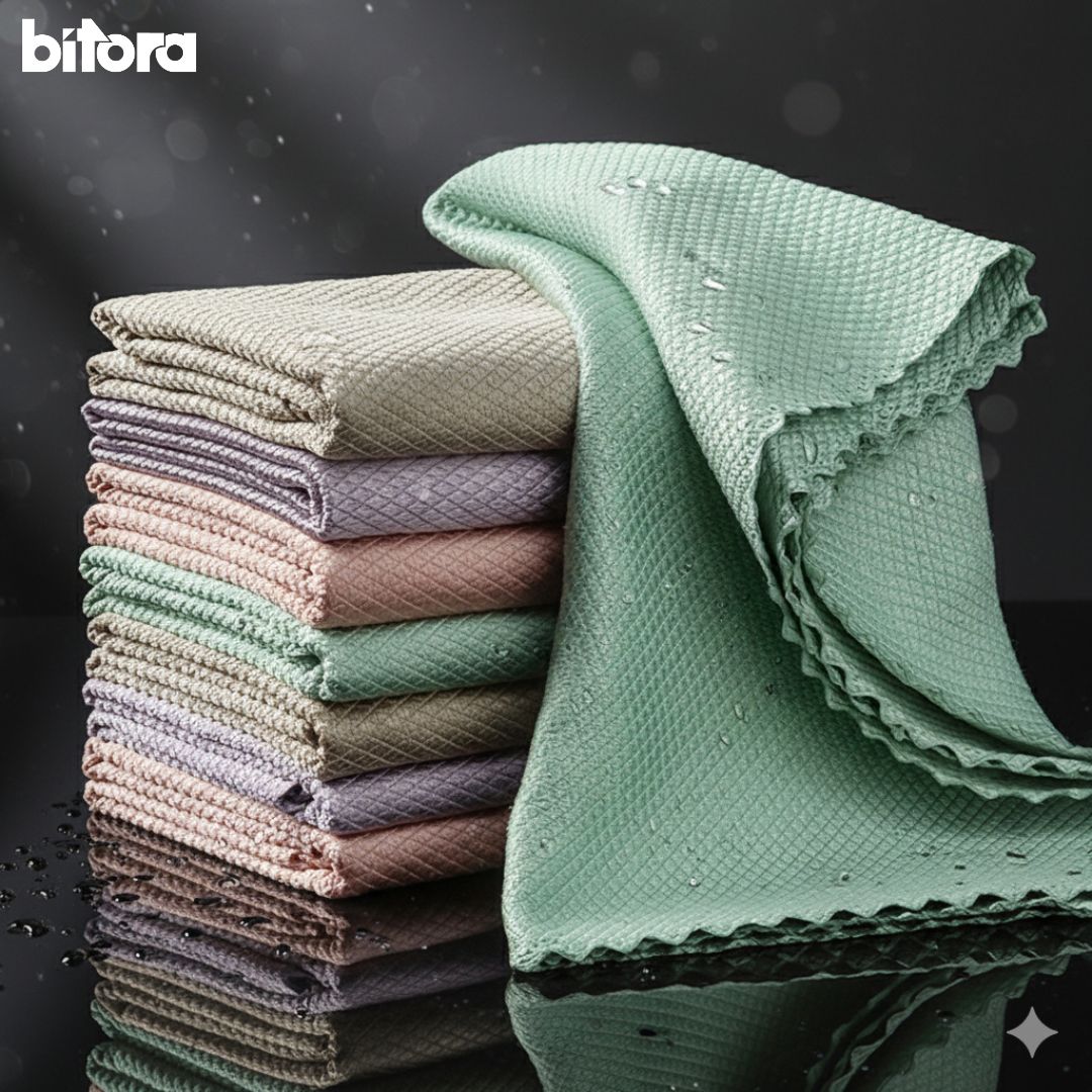 Multi - Purpose Microfiber Cloths for Crystal Clear Clean - 10pcs - Bitora