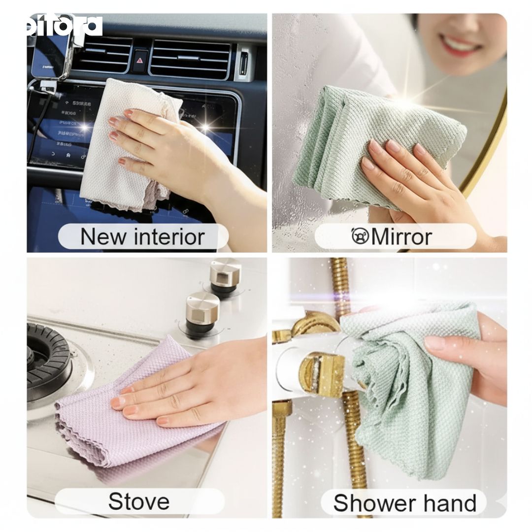 Multi - Purpose Microfiber Cloths for Crystal Clear Clean - 10pcs - Bitora