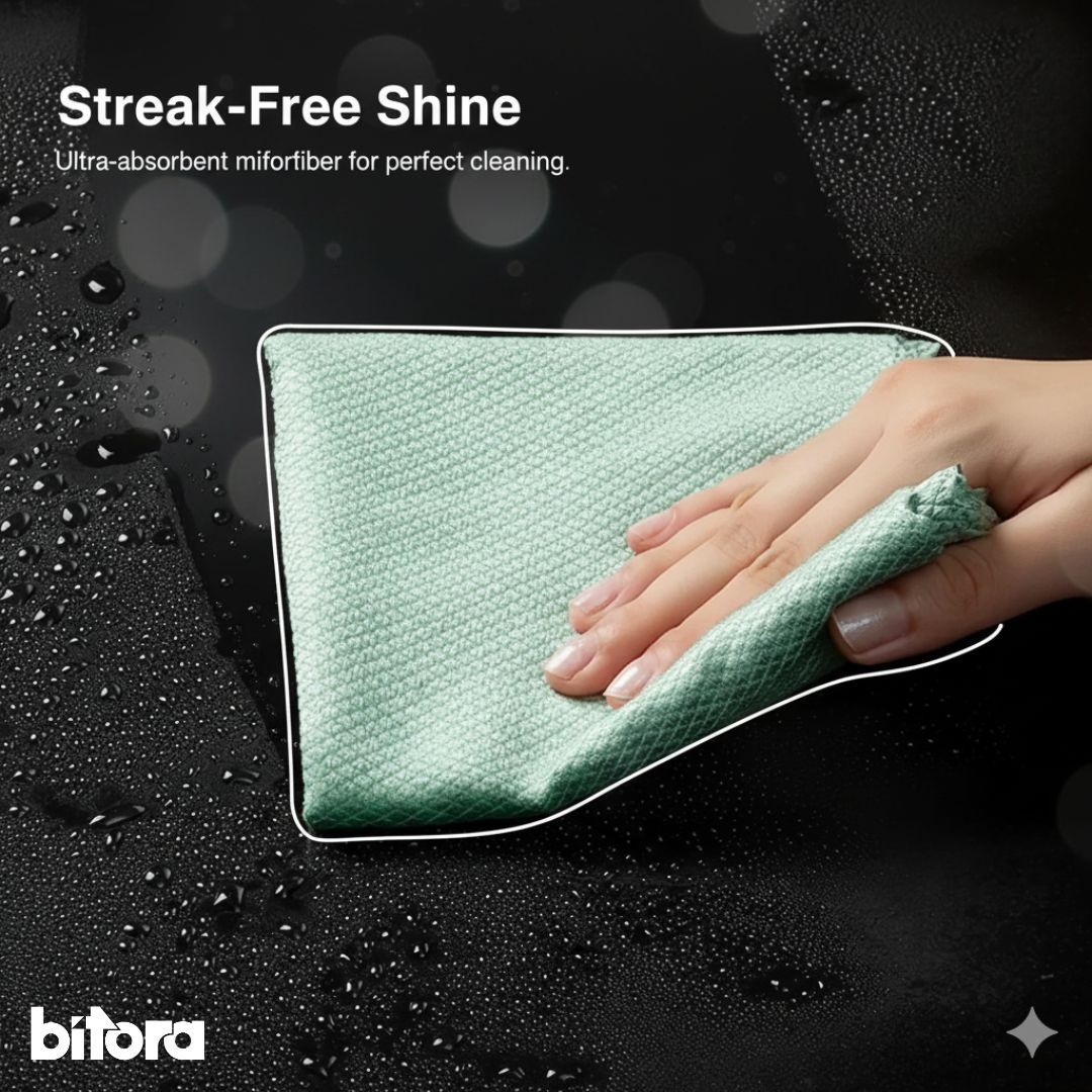 Multi - Purpose Microfiber Cloths for Crystal Clear Clean - 10pcs - Bitora