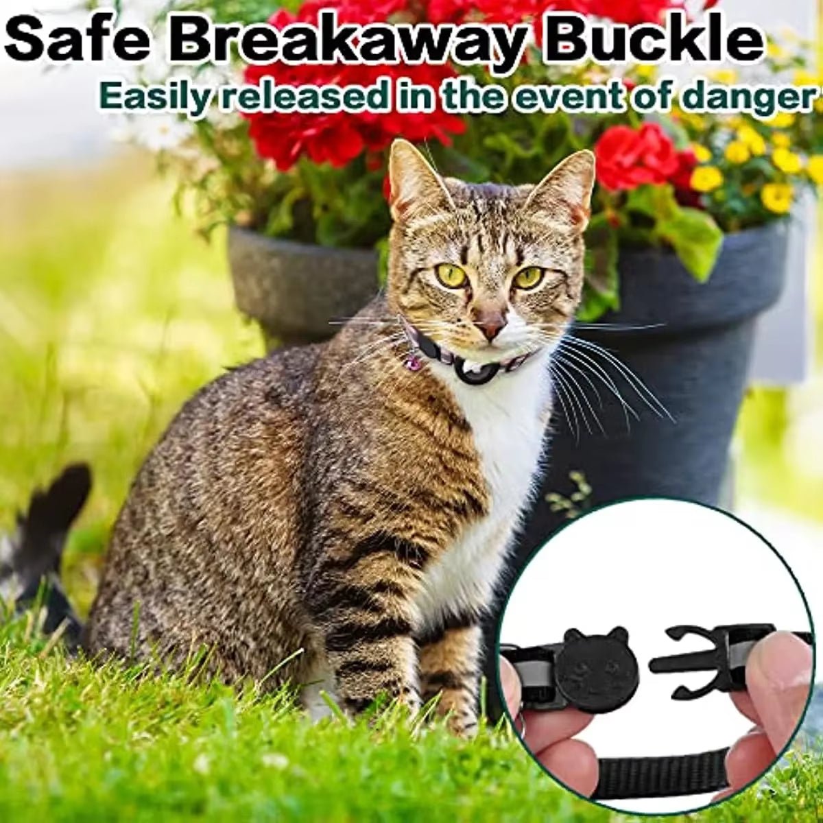 Reflective Cat Collar with Apple AirTag Holder 0.4 Inches - Bitora