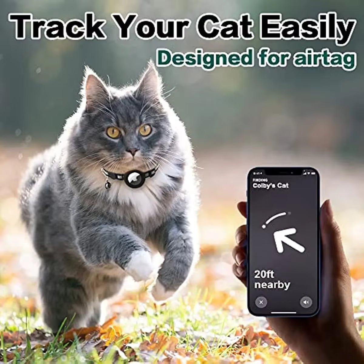 Reflective Cat Collar with Apple AirTag Holder 0.4 Inches - Bitora