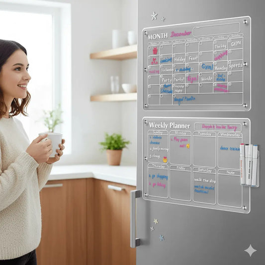 Reusable Magnetic Calendar – Acrylic Fridge Planner - Bitora