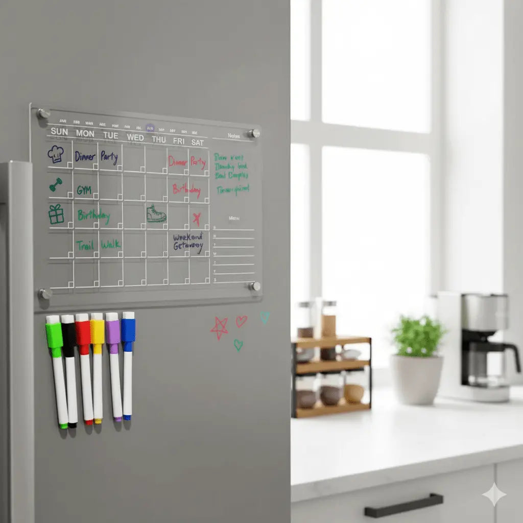Reusable Magnetic Calendar – Acrylic Fridge Planner - Bitora