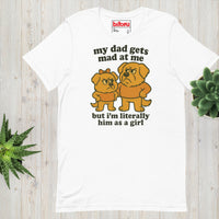 Golden Retriever T-Shirt with “My Dad Gets Mad At Me” design