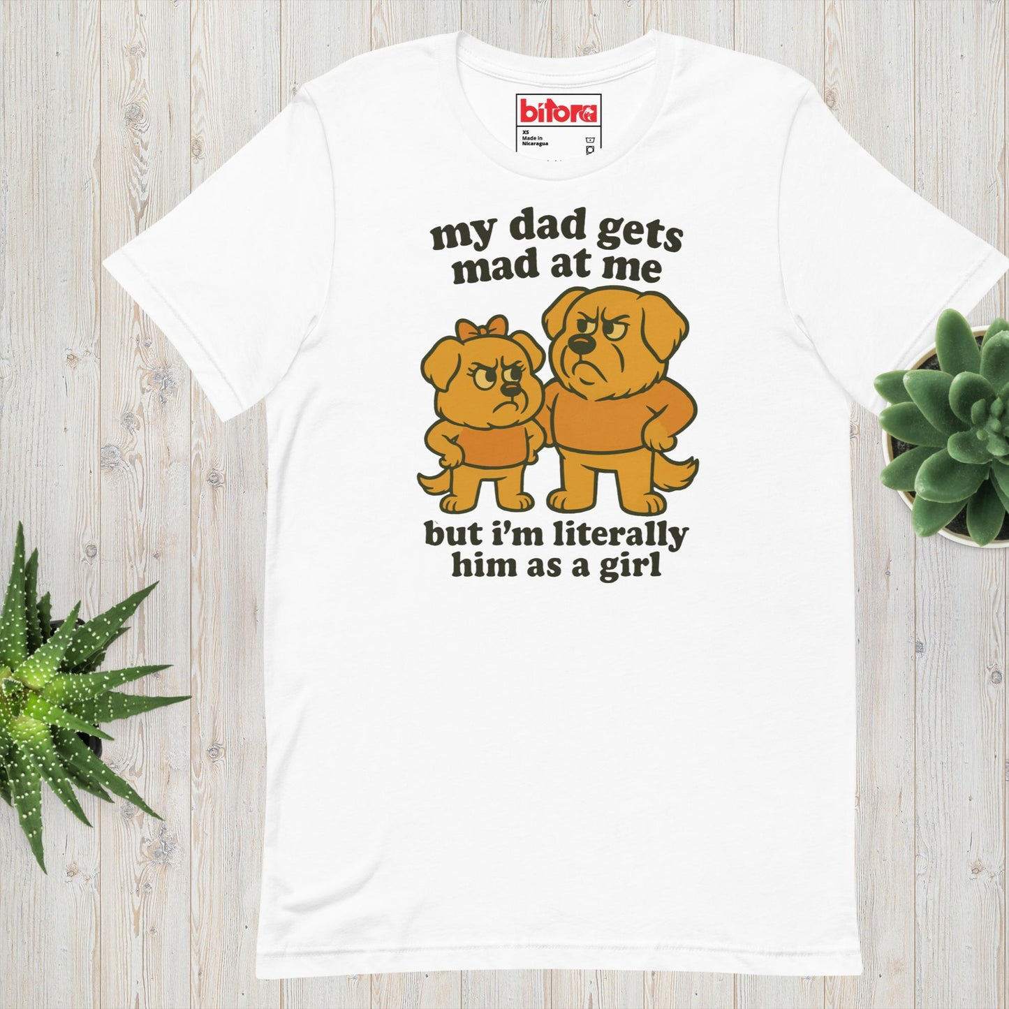 Golden Retriever T-Shirt with “My Dad Gets Mad At Me” design