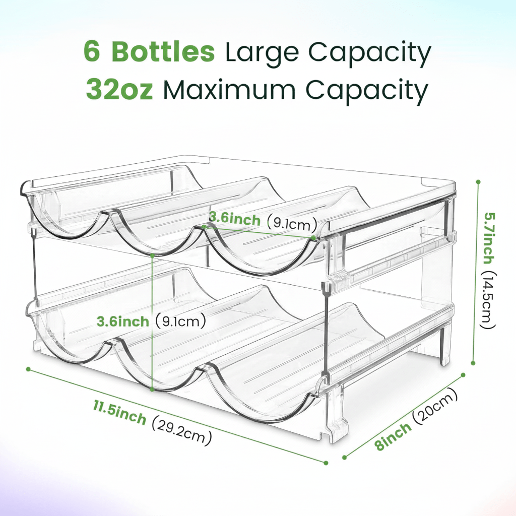 Water Bottle Organizer – 2 Pack Rack System - Bitora