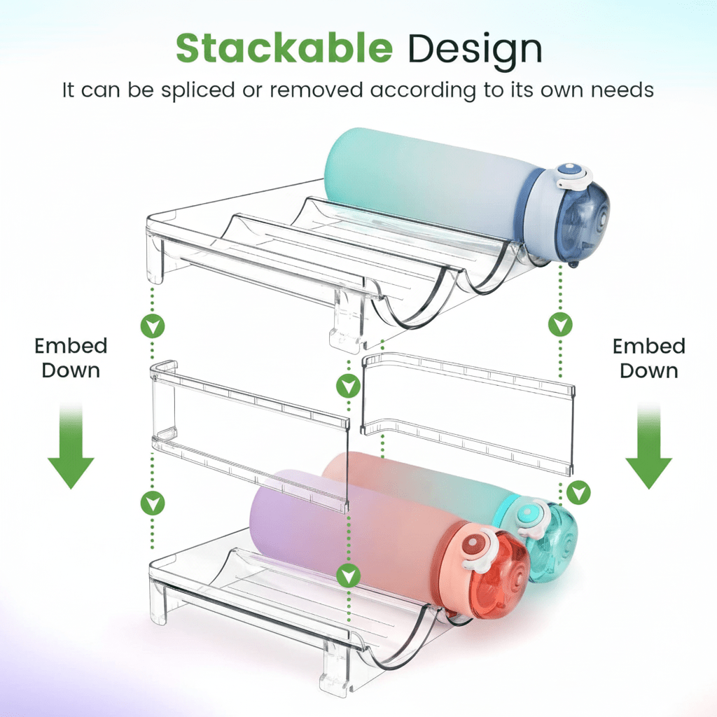 Water Bottle Organizer – 2 Pack Rack System - Bitora