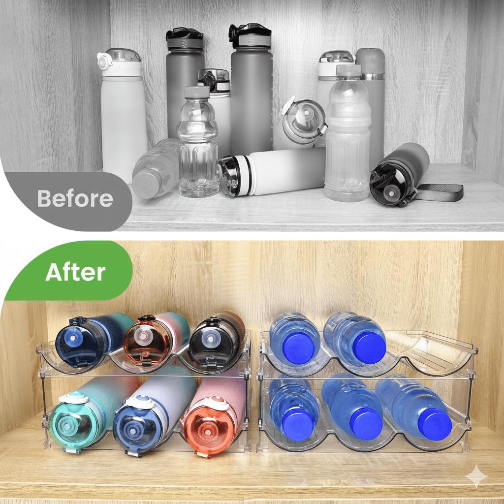 Water Bottle Organizer – 2 Pack Rack System - Bitora
